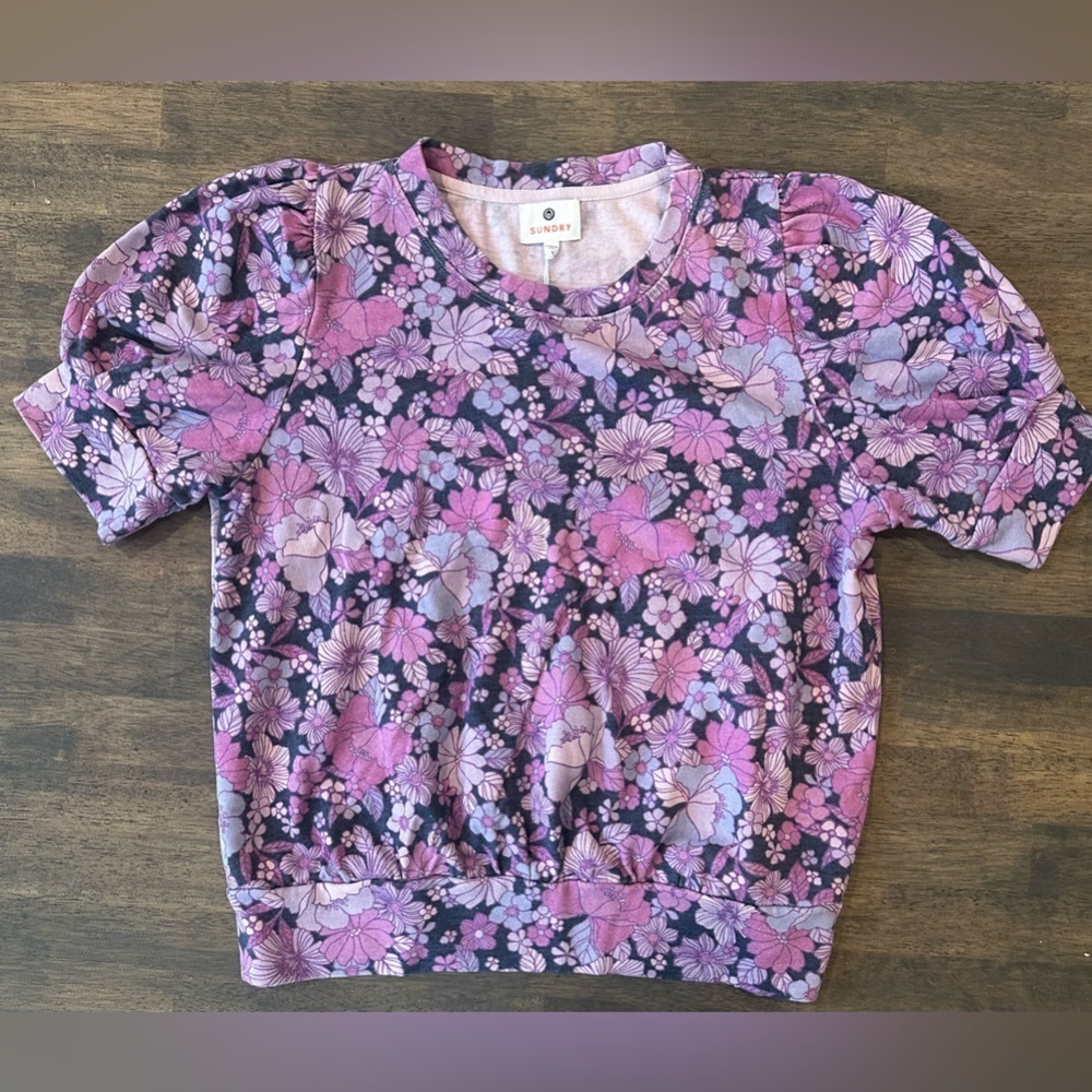 Sundry Modal Floral Puff Sleeve